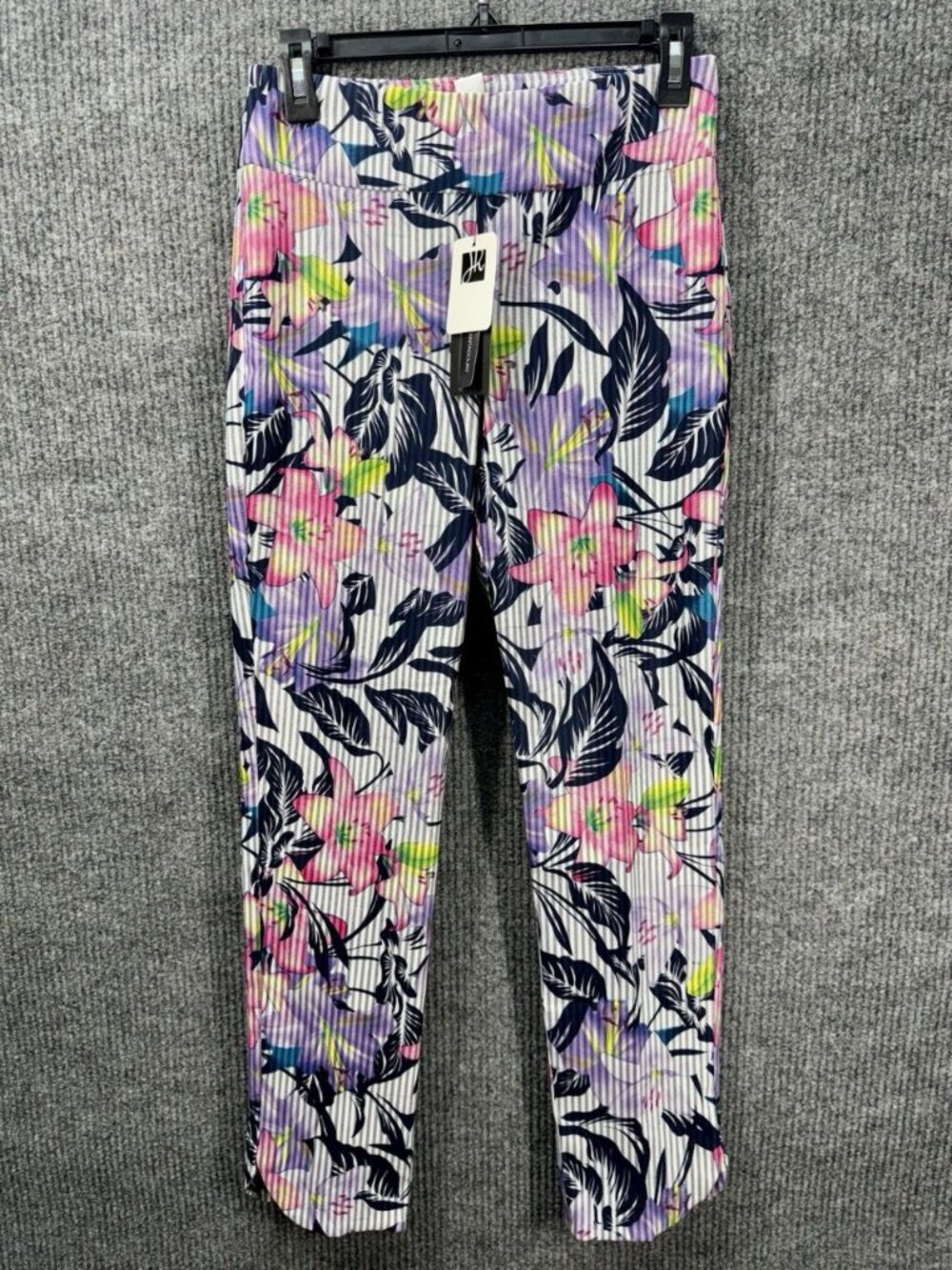 Joseph Ribkoff Pants Womens 6 Floral Stripe Pull On Crop Pantacourt Curve Hem